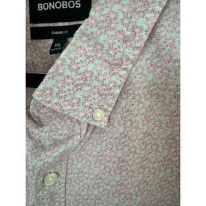Bonobos Standard Fit Button Down Shirt Mens Size XXL Pink Floral Short Sleeve B3